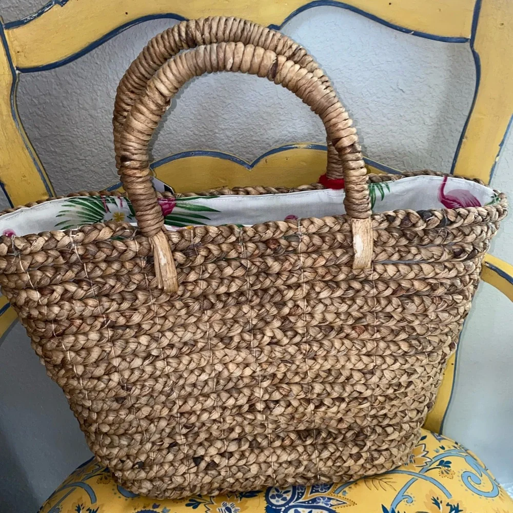 Haute Hippie‎ Woven Tote with Red and White Accents